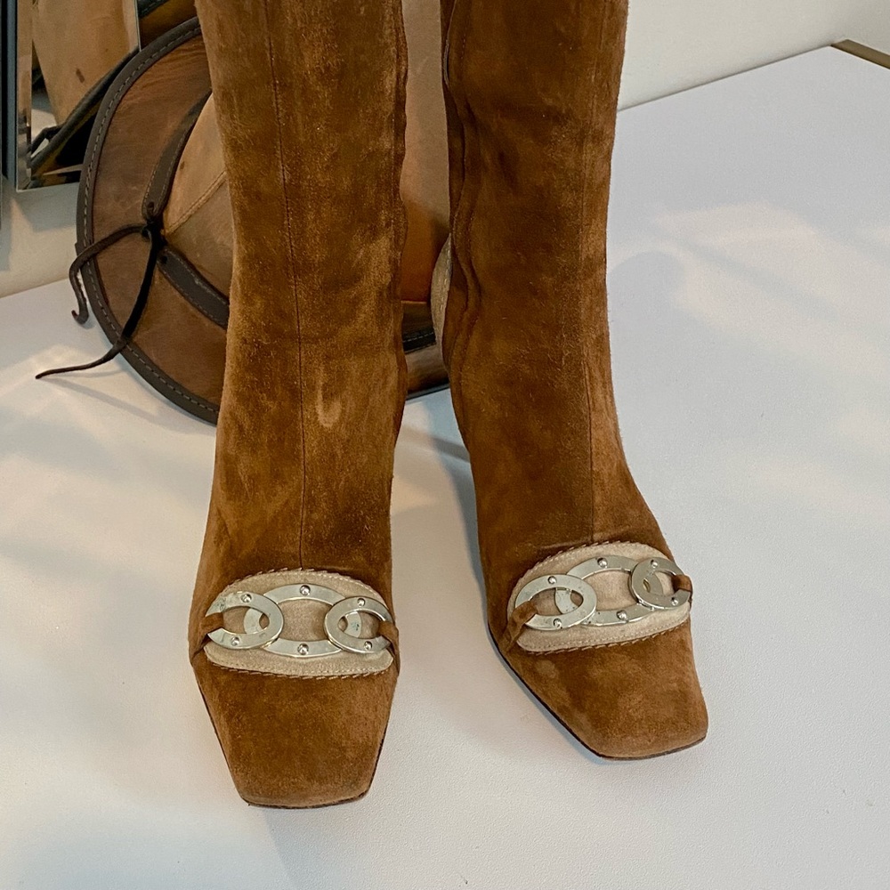 Tow tone suede boots, all leather original Sergio Rossi